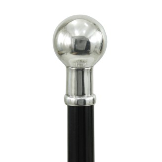 Cavagnini Elegant Walking Stick Wood and Pewter Ceremony Gift Sphere Handle Made in Italy