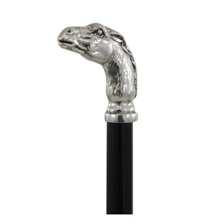 Cavagnini Elegant Walking Cane Wood and Pewter Luxury Ceremony Gift Horse Head Handle Made in Italy