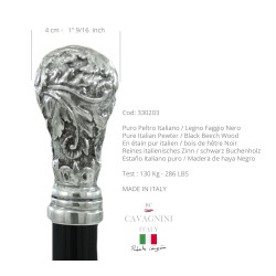 Liberty walking stick - for elegant men and women - wood, metal - personalized - Cavagnini made in Italy