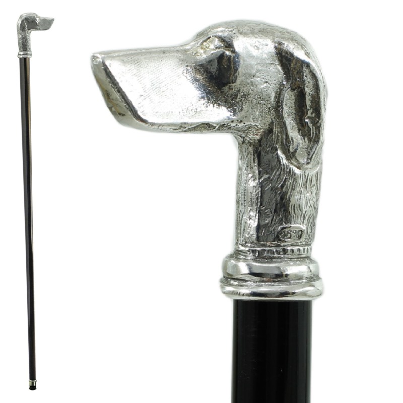 Älterer Gehstock - Poenter-Hund - für elegante Männer und Frauen - Holz Metall - personalisiert - Dandy-Bräutigam-Zeremonie Älterer Gehstock - Poenter-Hund - für elegante Männer und Frauen - Holz Metall - personalisiert - Dandy-Bräutigam-Zeremonie