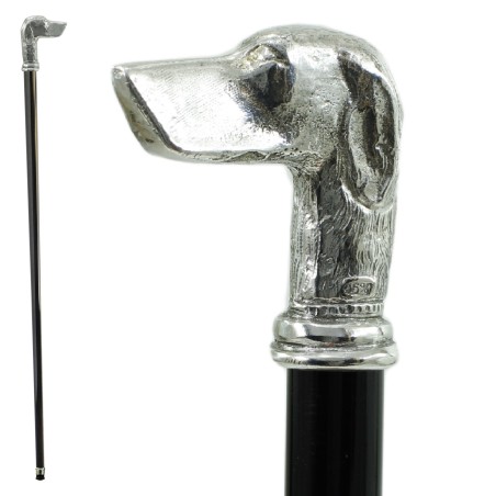 Älterer Gehstock - Poenter-Hund - für elegante Männer und Frauen - Holz Metall - personalisiert - Dandy-Bräutigam-Zeremonie