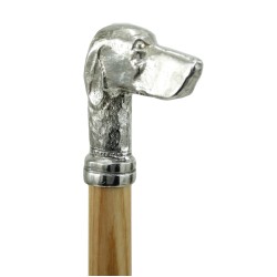 Älterer Gehstock - Poenter-Hund - für elegante Männer und Frauen - Holz Metall - personalisiert - Dandy-Bräutigam-Zeremonie