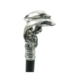 Bastone da passeggio anziani - pesce delfini - per uomo donna  elegante - legno metallo - personalizzato - Cerimonia Sposo Dandy