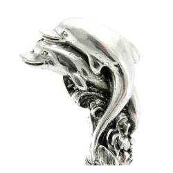 Elderly walking stick - fish dolphins - for elegant men and women - wood metal - personalized - Dandy Groom Ceremony