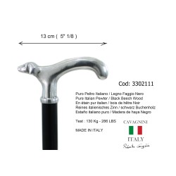 Cavagnini - Bastone per anziani elegante per uomo donna in legno e peltro