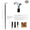 Cavagnini - Elegant elderly walking stick for men and women in wood and pewter