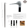 Cavagnini - Elegant elderly cane for men and women in wood and pewter - woodcock bird