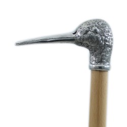 Cavagnini - Elegant elderly cane for men and women in wood and pewter - woodcock bird