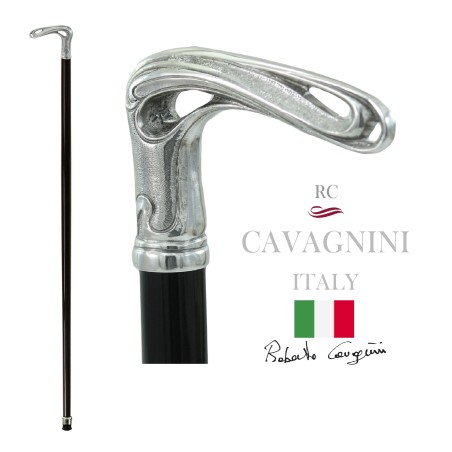 Bastone da passeggio per anziani elegante per uomo donna cerimonia  legno e peltro - liberty - Italy