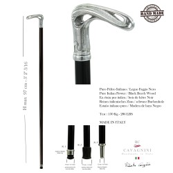 Elegant elderly walking stick for men, women, ceremonies, wood and pewter - liberty - Italy