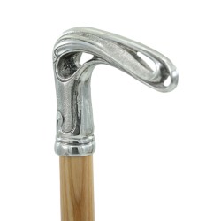 Bastone da passeggio per anziani elegante per uomo donna cerimonia  legno e peltro - liberty - Italy