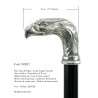 Elegant elderly walking stick for men, women, ceremonies, wood and pewter - eagle bird - Italy