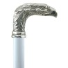 Elegant elderly walking stick for men, women, ceremonies, wood and pewter - eagle bird - Italy