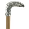 Elegant elderly walking stick for men, women, ceremonies, wood and pewter - eagle bird - Italy