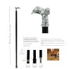 Elegant elderly walking stick for men, women, ceremonies, wood and pewter - monkey - Italy