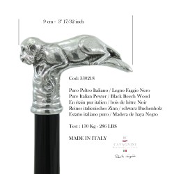 Canne de marche élégante pour personnes âgées pour hommes, femmes, cérémonies, bois et étain - singe - Italie