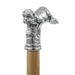Eleganter Senioren-Gehstock für Männer, Frauen, Zeremonien, Holz und Zinn – Affe – Italien