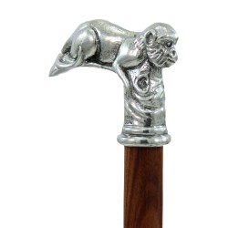 Bastone da passeggio per anziani elegante per uomo donna cerimonia  legno e peltro - scimmia - Italy