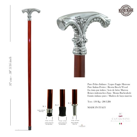 Elegant Cavagnini Artisan Walking Stick: Style and Quality Made in Italy - 2-head model