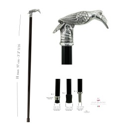 Walking Stick Elderly Elegant for Men Women Personalized, Exotic Crow Stick Made in Italy Cavagnini