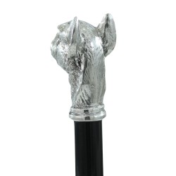 Cavagnini - Bastone da passeggio per anziano elegante testa cane boxer - Legno emaniglia peltro - personalizzato
