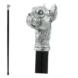 Cavagnini - Bastone da passeggio per anziano elegante testa cane boxer - Legno emaniglia peltro - personalizzato
