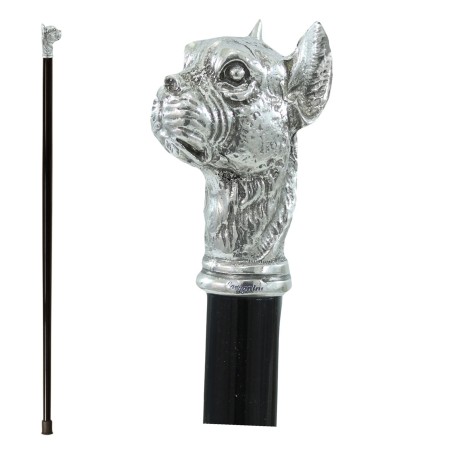 Cavagnini - Bastone da passeggio per anziano elegante testa cane boxer - Legno emaniglia peltro - personalizzato