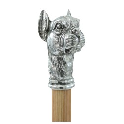 Cavagnini - Bastone da passeggio per anziano elegante testa cane boxer - Legno emaniglia peltro - personalizzato