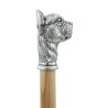 Cavagnini - Bastone da passeggio per anziano elegante testa cane boxer - Legno emaniglia peltro - personalizzato