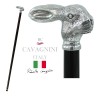 Walking stick for elderly elegant for men women ceremony wood and pewter - leprotto - Italy