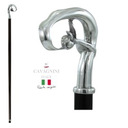 walking stick - for elegant elderly men and women - wood, metal - personalized - Cavagnini made in Italy