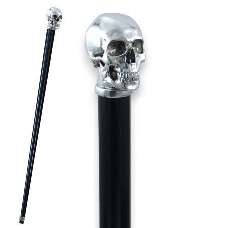 CAVAGNINI - Bastón de paseo Calavera, elegante para hombre y mujer, Regalo de lujo personalizado Negro - Hecho en Italia