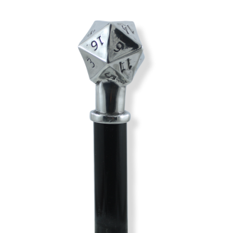 Walking stick 20-sided dice in pewter and elegant wood CAVAGNINI