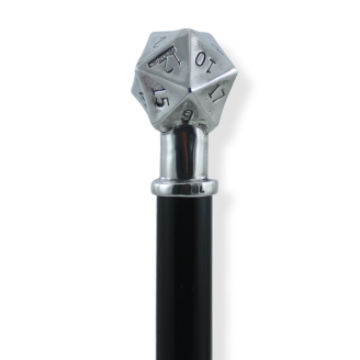 Walking stick 20-sided dice in pewter and elegant wood CAVAGNINI
