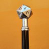 Walking stick 20-sided dice in pewter and elegant wood CAVAGNINI