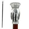 Walking stick Mano in pewter and elegant wood CAVAGNINI