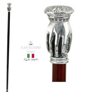 Walking stick Mano in pewter and elegant wood CAVAGNINI