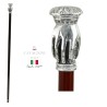 Walking stick Mano in pewter and elegant wood CAVAGNINI