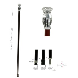 Walking stick Mano in pewter and elegant wood CAVAGNINI