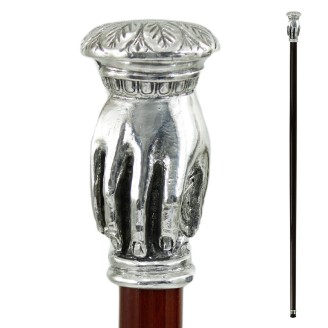Walking stick Mano in pewter and elegant wood CAVAGNINI