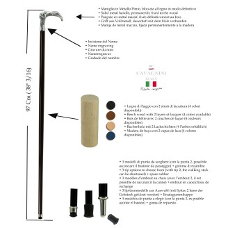 Cavagnini - Canne de marche pour homme, Canne de marche pour femme, Canne de marche Gentleman, Canne de marche pour senior